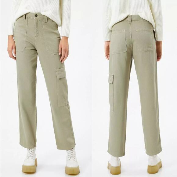 AG Adriano Goldschmied Womens Cargo Pants Khaki Straight Leg Cropped Size 30 - Picture 2 of 10